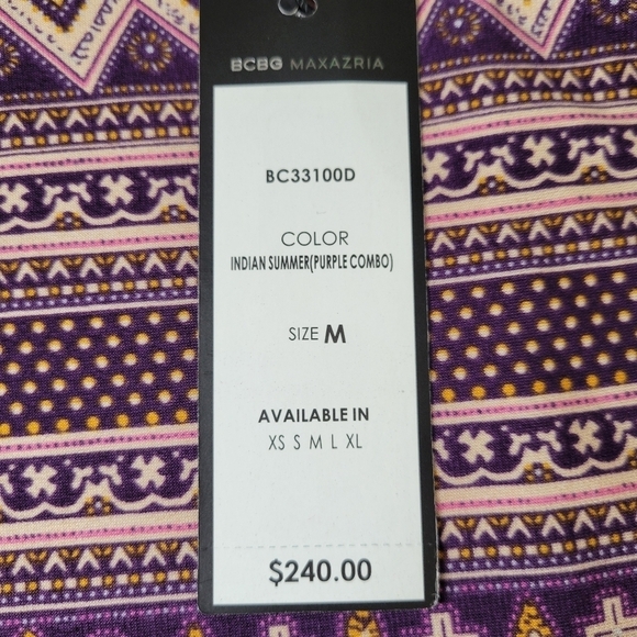 BCBGMaxAzria Dress Size M Dolman Sleeves Jersey Knit Stretchy Purple Combo New - Picture 6 of 13